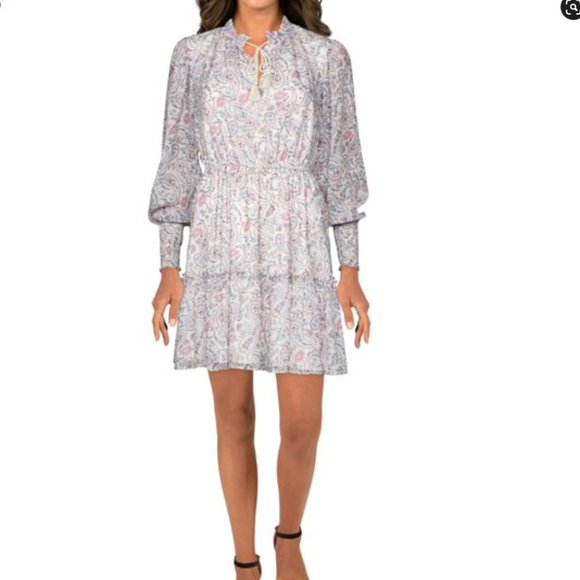 NEW LINI ivory opal smocked dress size XS multi - Picture 5 of 12